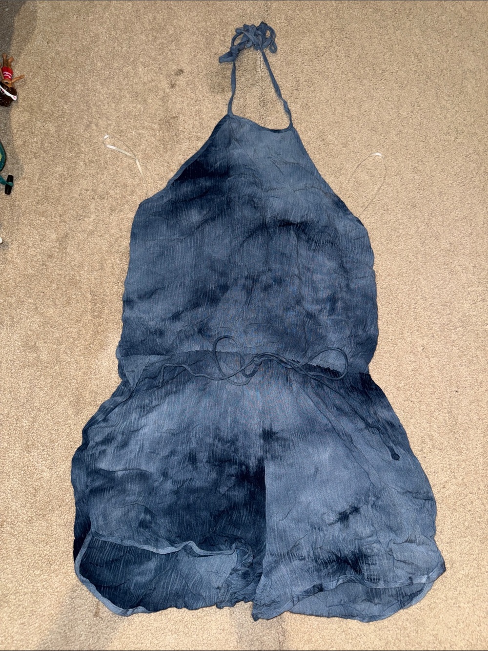 Navy Halter Tie-Dye One-Piece Romper